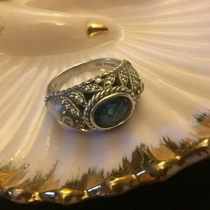 Judith Ripka Sterling Silver and Green Stone Ring